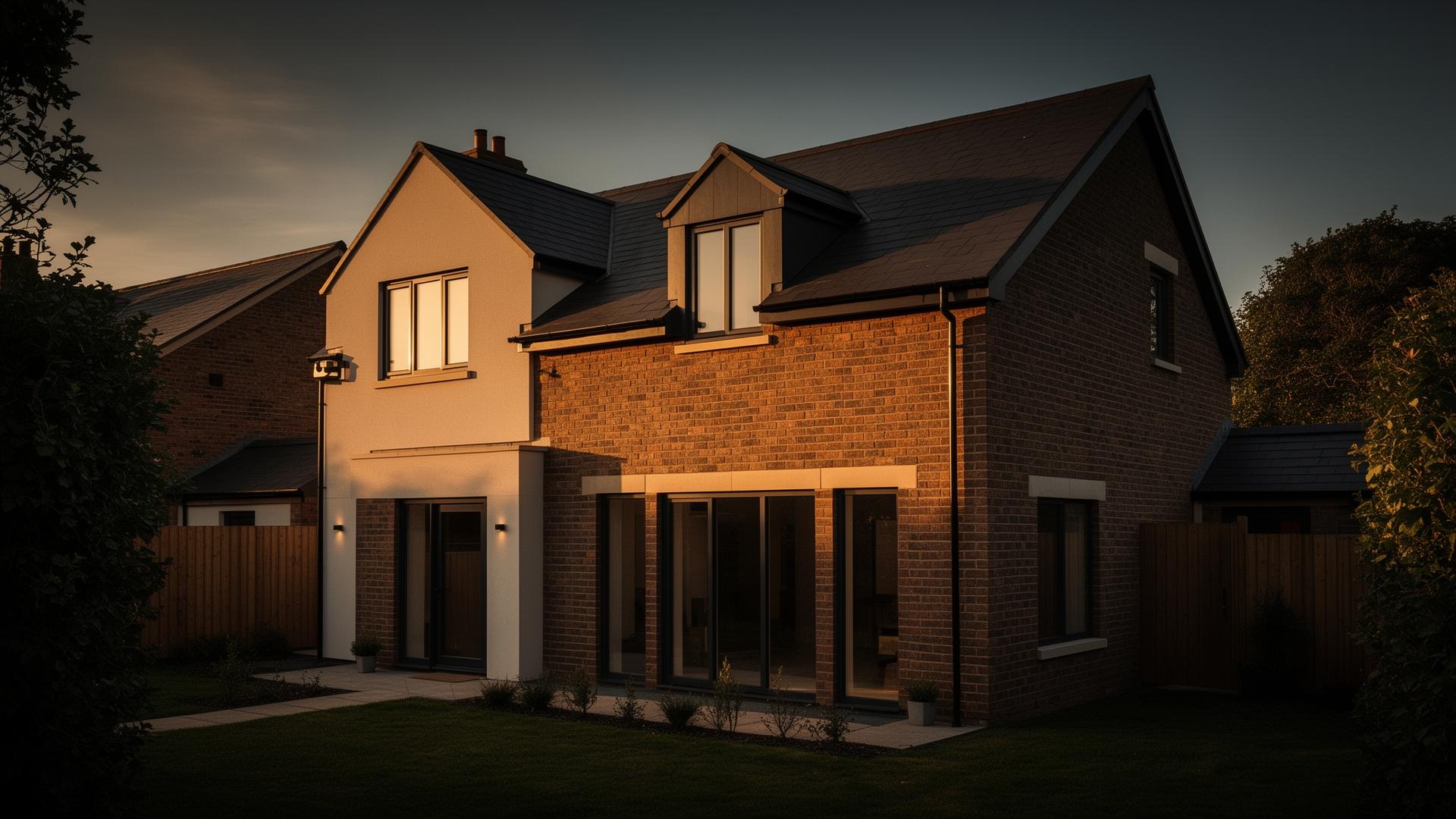 Renovated brick home at golden hour in Merseyside